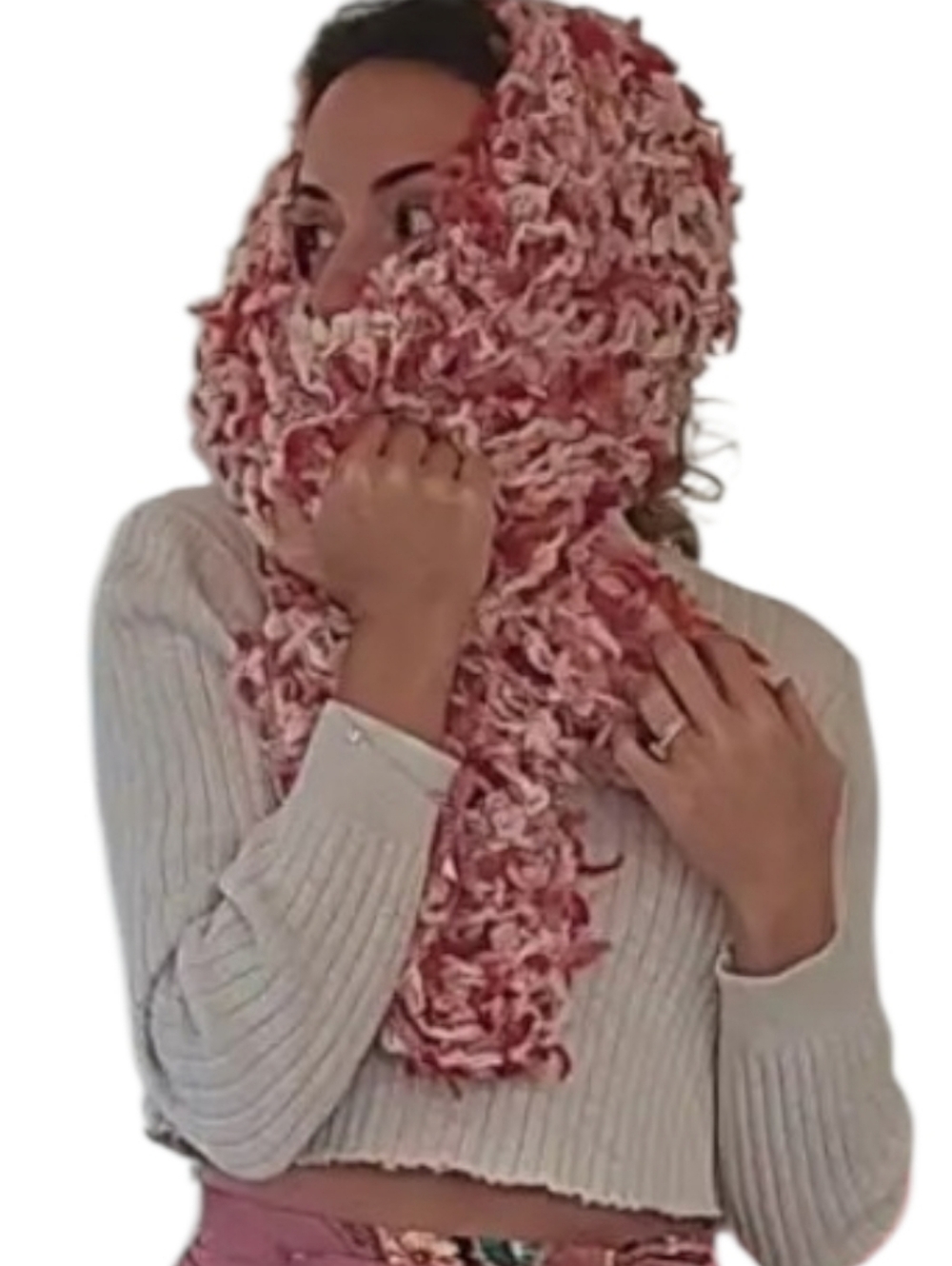 Chunky Pink Multi-Textured Scarf